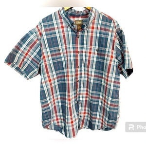 Schmidt Work shirt red, white, blue plaid button down shirt. Size XXL